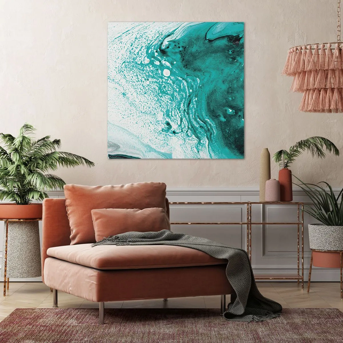 Impression sur toile - Image sur toile - Se fondre dans le bleu et le turquoise - 60x60 cm