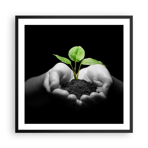 Affiche dans un cadre noir - Poster - J'aime la nature, je la protège - 60x60 cm