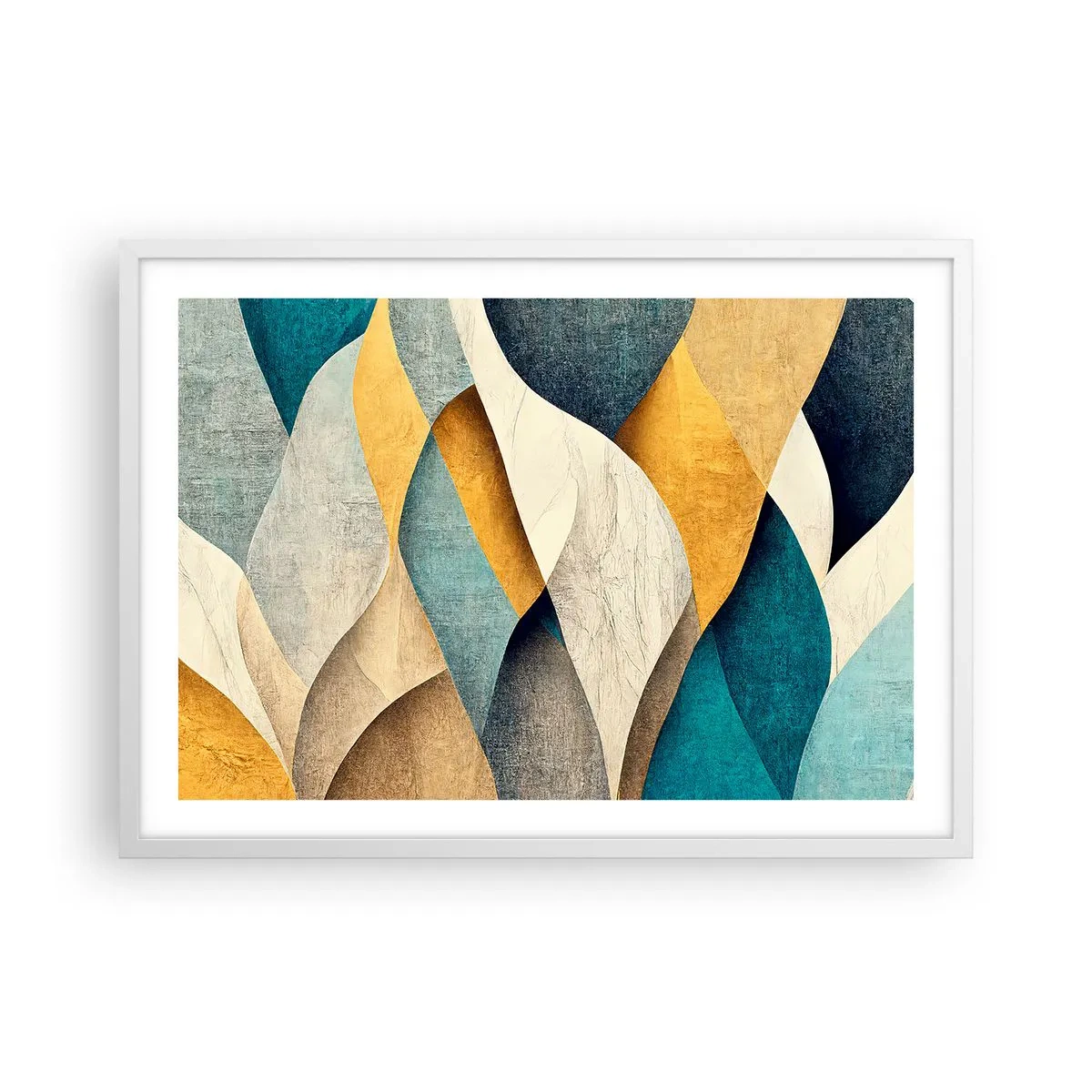 Affiche dans un cadre blanc - Poster - Rythme et vague - 70x50 cm