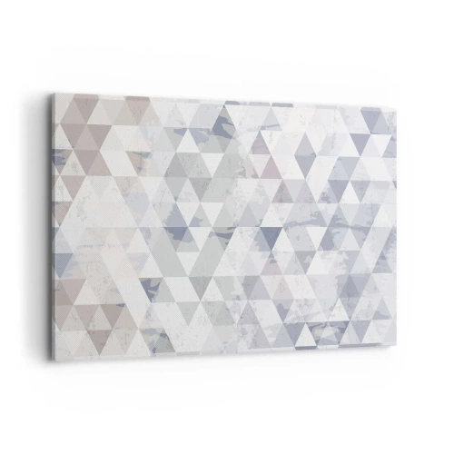 Impression sur toile - Image sur toile - Motif géométrique triangulaire dans des tons pastel - 100x70cm - En rythme de trois - Décoration murale moderne pour le salon et la chambre ARTTOR