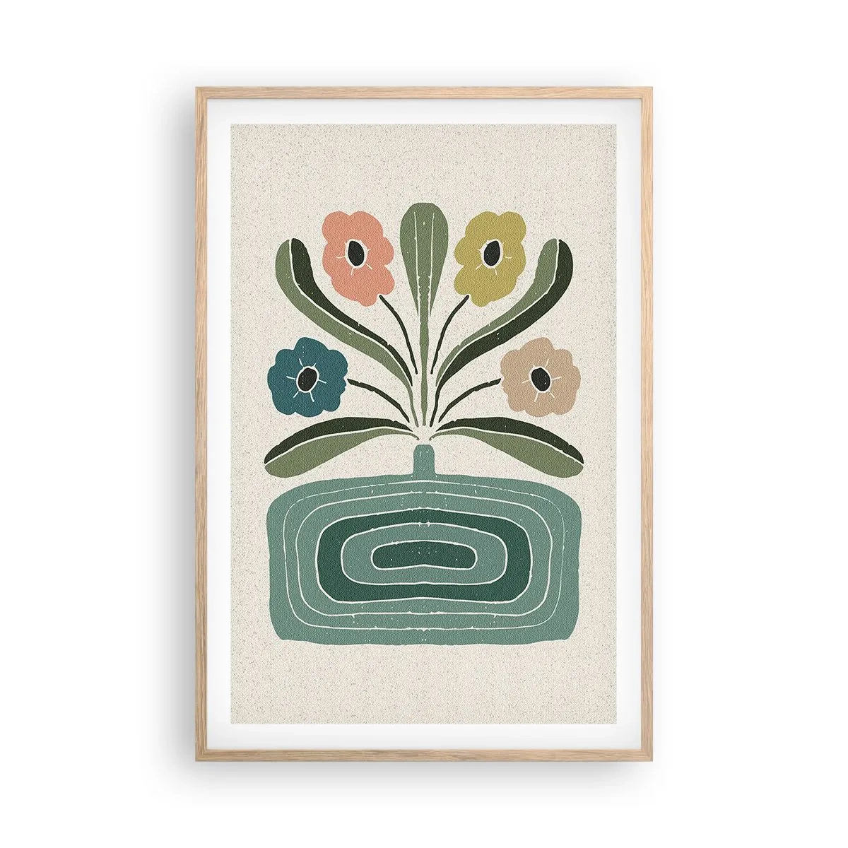 Affiche dans un chêne clair - Poster - Bouquet symétrique - 61x91 cm