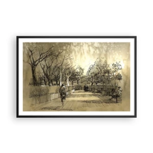 Affiche dans un cadre noir - Poster - Un moment arrêté avec une plume - 91x61 cm