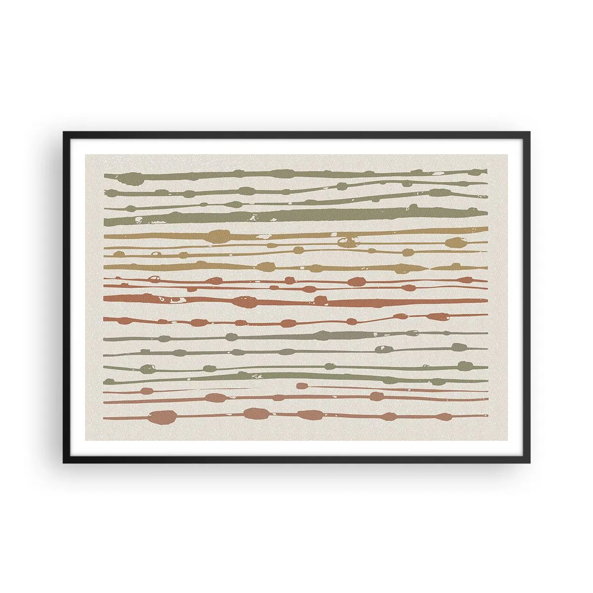 Affiche dans un cadre noir - Poster - Un motif de lignes aux tons chauds sur un fond clair - 100x70cm - Notation musicale des couleurs - Décoration murale moderne pour le salon et la chambre ARTTOR