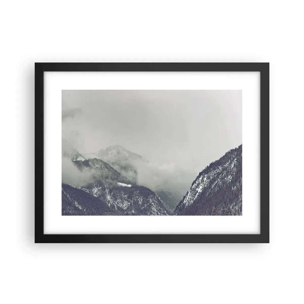 Affiche dans un cadre noir - Poster - Vallée brumeuse - 40x30 cm
