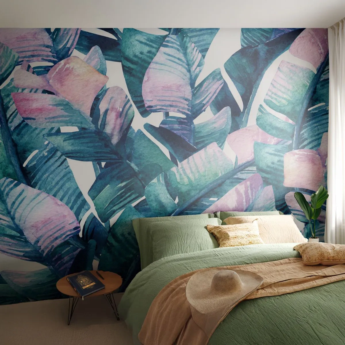 Papier Peint Photo Premium Sand - Dans une bananeraie - Abstraction, Feuilles, Morceau - 250x175 cm