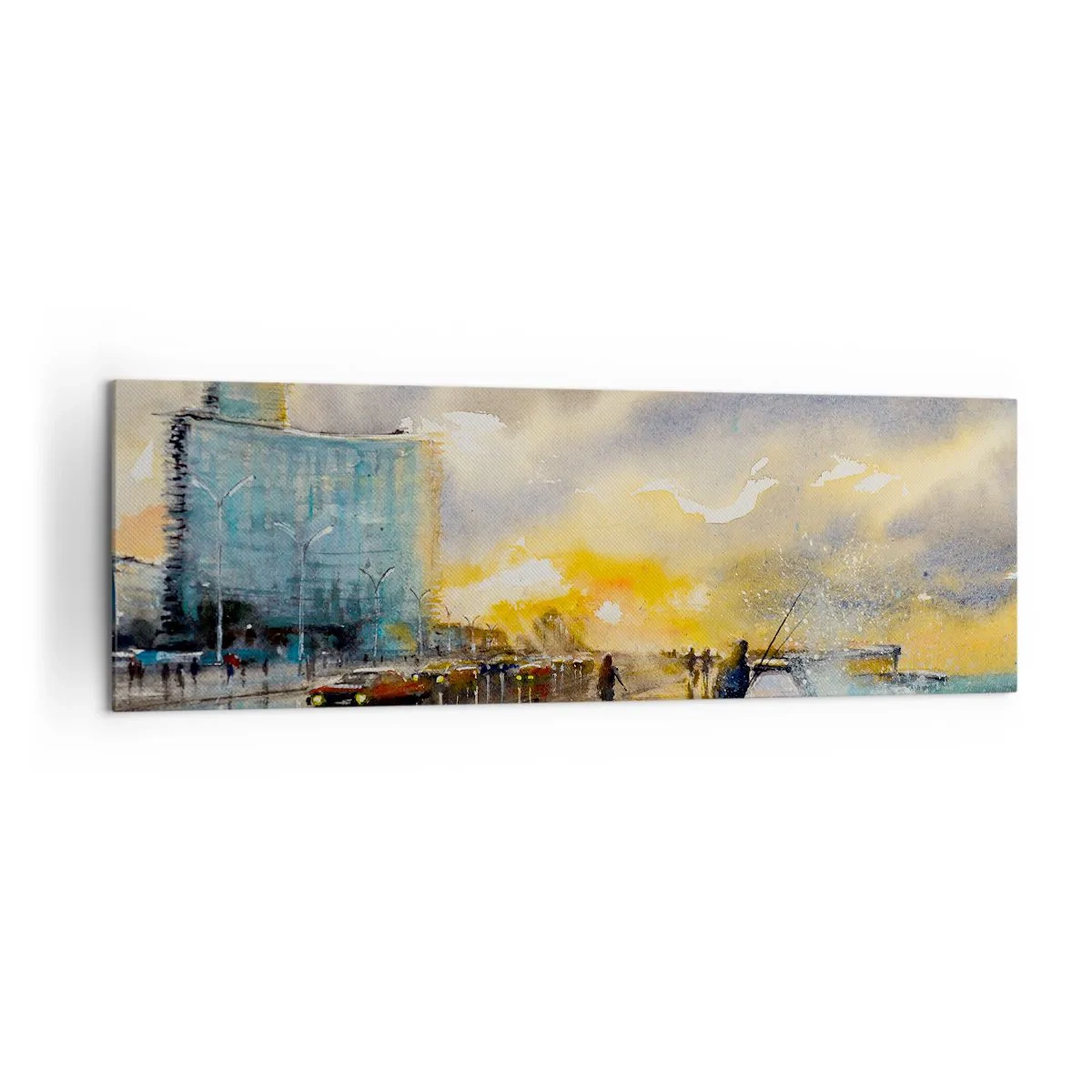 Impression sur toile - Image sur toile - Une vue pittoresque de la promenade en bord de mer au coucher du soleil - 160x50cm - La vie sur le rivage - Décoration murale moderne pour le salon et la chambre ARTTOR
