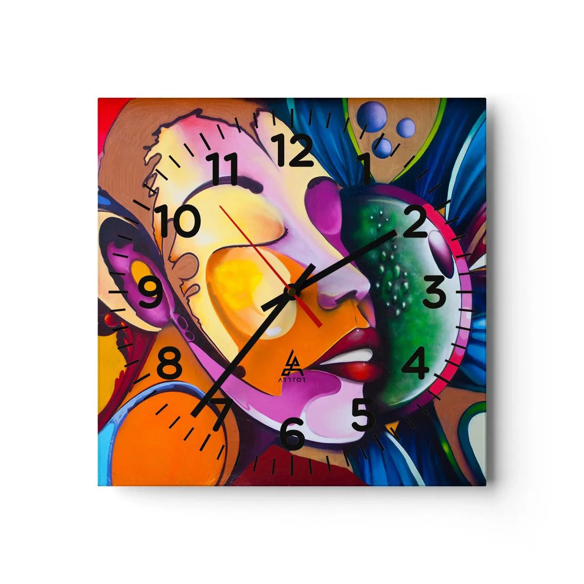 Horloge murale - Pendule murale - Toucher avec la couleur - 40x40 cm