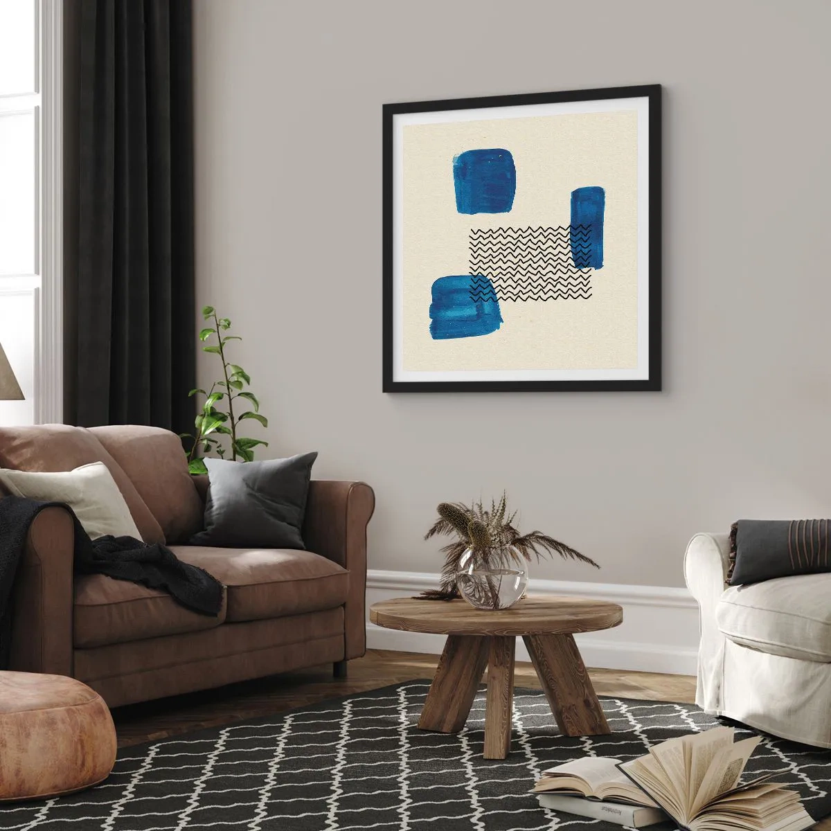 Affiche dans un cadre noir - Poster - Quatuor abstrait - 30x30 cm