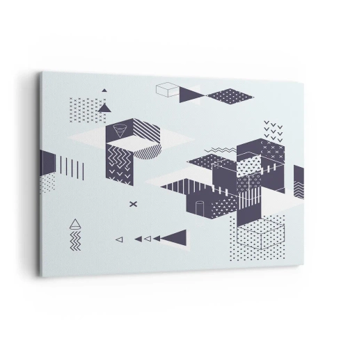 Impression sur toile - Image sur toile - Graphismes géométriques modernes dans des tons de blanc et de bleu marine - 100x70cm - Dans l'âme d'un mathématicien - Décoration murale moderne pour le salon et la chambre ARTTOR