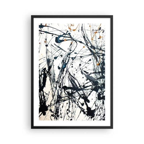 Affiche dans un cadre noir - Poster - Abstraction expressive dans le style de la peinture gestuelle - 50x70cm - Abstraction expressionniste - Décoration murale moderne pour le salon et la chambre ARTTOR