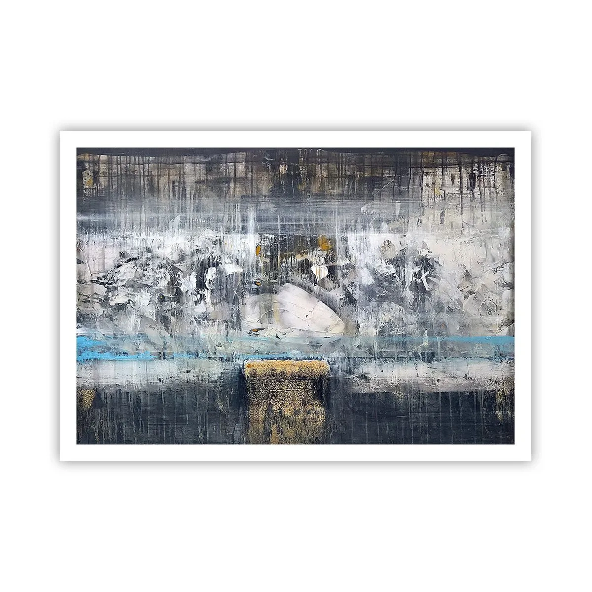 Affiche - Poster - Composition abstraite aux tons froids - 100x70cm - Comme sur la glace, comme après décembre - Décoration murale moderne pour le salon et la chambre ARTTOR