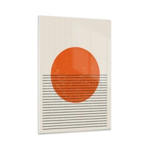Impression sur verre - Image sur verre - Soleil minimaliste aux lignes géométriques - 80x120cm - Toujours le soleil - Décoration murale moderne pour le salon et la chambre ARTTOR