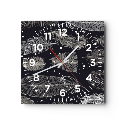Horloge murale - Pendule murale - Toile de plumes - 40x40 cm