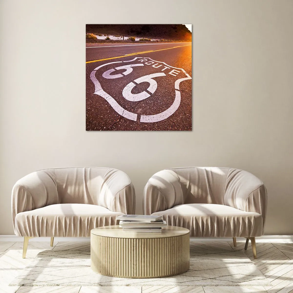 Impression sur verre - Image sur verre - Célèbre Route 66 - 50x50 cm