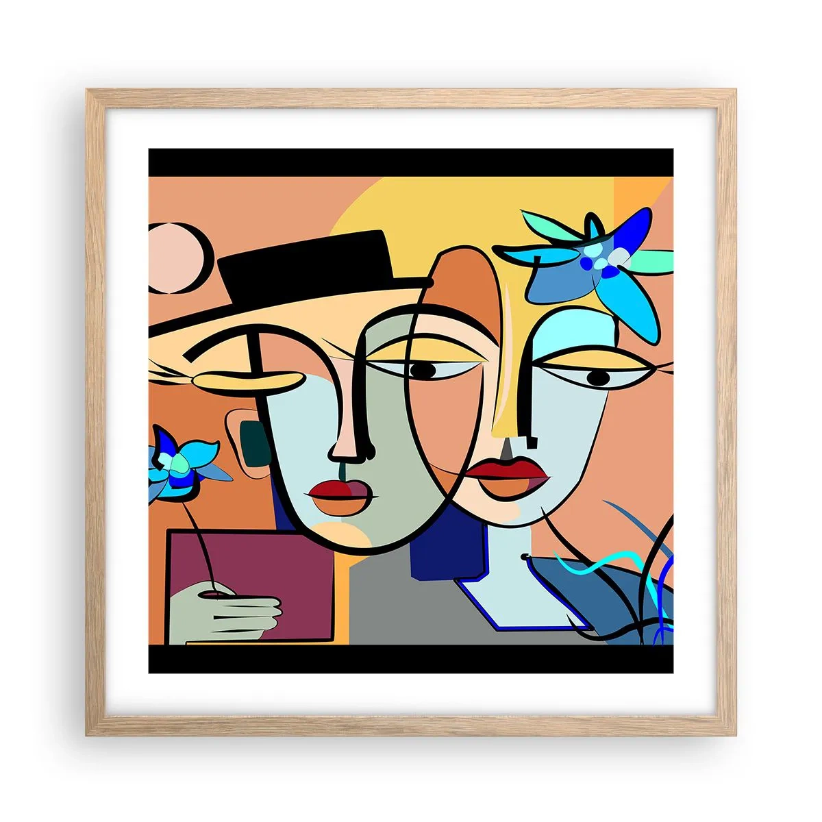 Affiche dans un chêne clair - Poster - Le Rendez-vous de Picasso - 50x50 cm