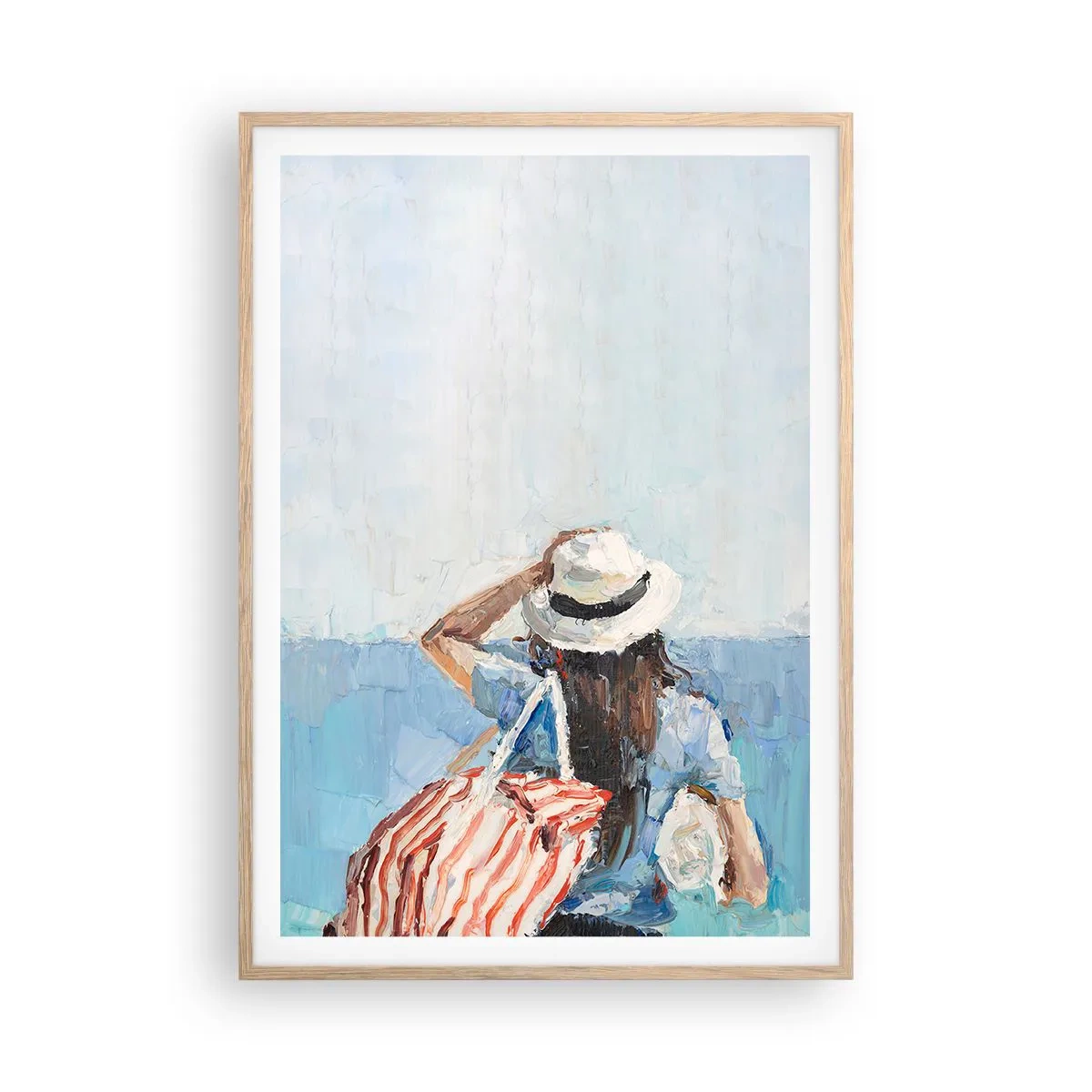 Affiche dans un chêne clair - Poster - Bienvenue à vos vacances - 70x100 cm