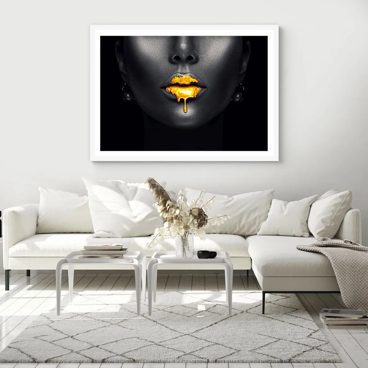 Affiche dans un cadre blanc - Poster - Bouche d'or - 70x50 cm