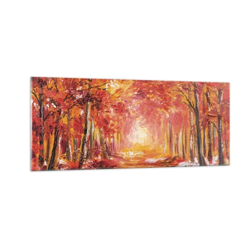 Impression sur verre - Image sur verre - Forêt de cuivre - 100x40 cm