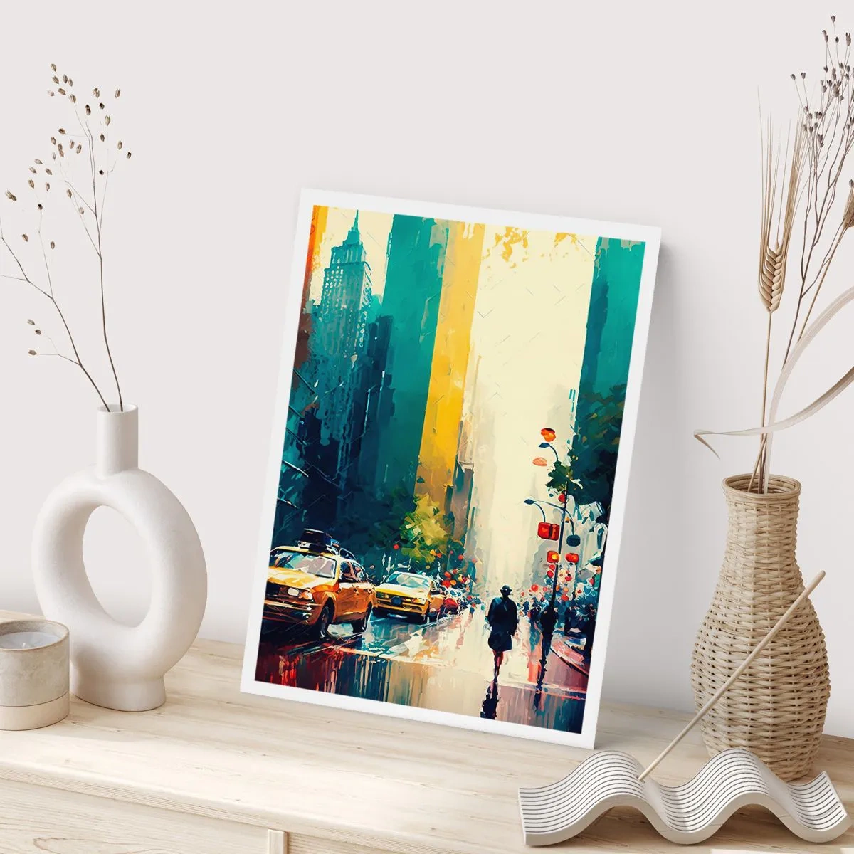 Affiche - Poster - New York – ici même la pluie est colorée - 30x40 cm