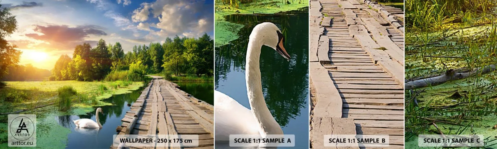 Échantillon De Papier Peint Standard Eco - L'été, l'été partout - Paysage, Lac, Forêt - 100x30 cm