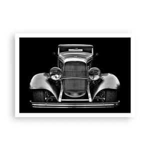 Affiche - Poster - Une voiture vintage en noir et blanc - 100x70cm - Un vrai gentleman - Décoration murale moderne pour le salon et la chambre ARTTOR