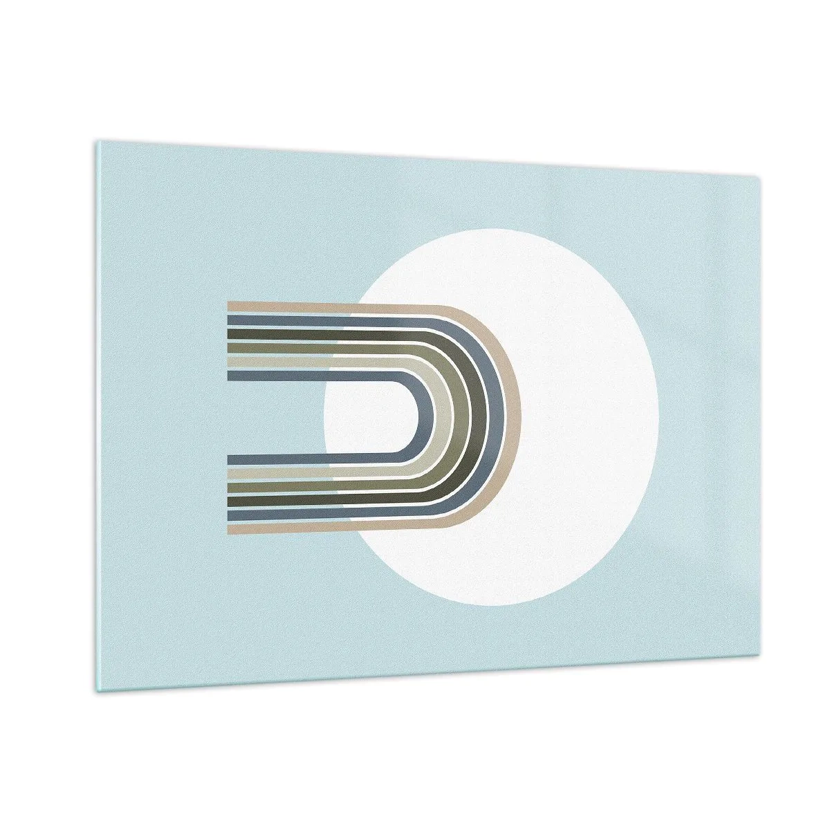 Impression sur verre - Image sur verre - Une composition abstraite avec des arches dans des tons délicats de bleu et de vert. - 100x70cm - Attraction irrésistible - Décoration murale moderne pour le salon et la chambre ARTTOR