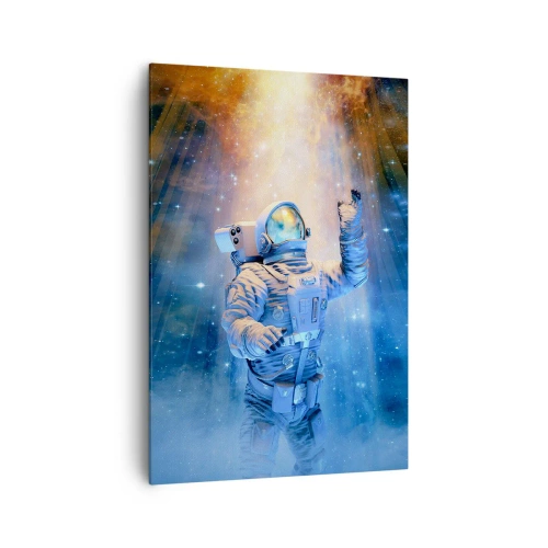 Impression sur toile - Image sur toile - Un astronaute à la lumière d'une explosion cosmique pleine d'étoiles - 70x100cm - Enfin arrivé - Décoration murale moderne pour le salon et la chambre ARTTOR