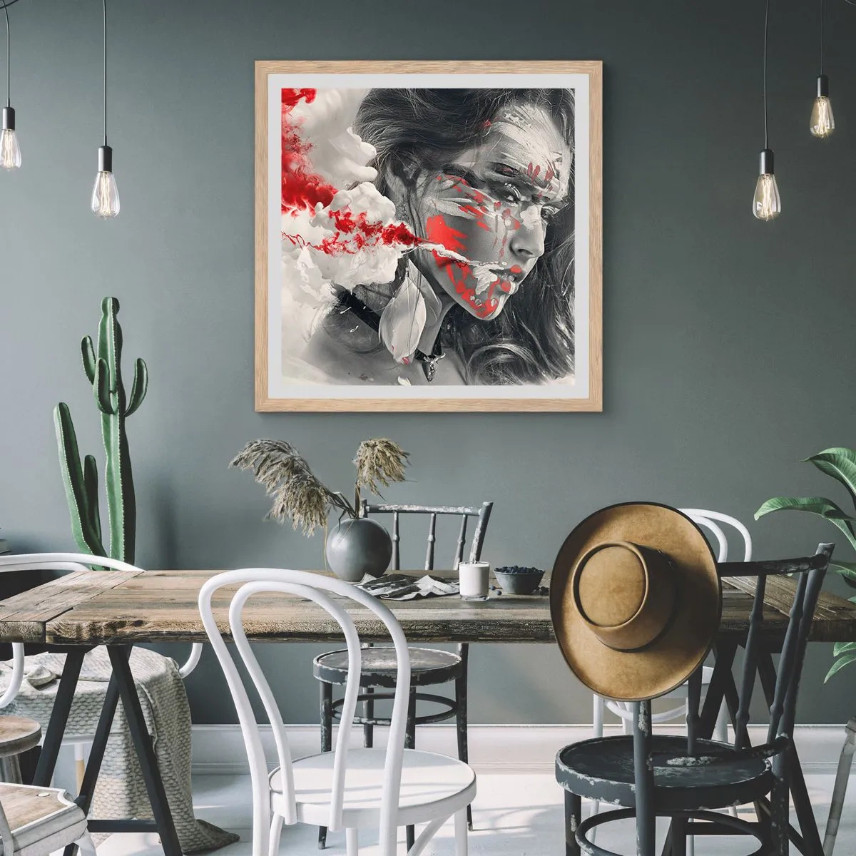 Affiche dans un chêne clair - Poster - Dans les fumées de l'absurde - 40x40 cm