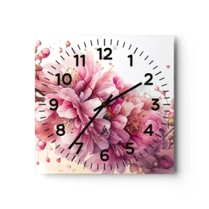 Horloge murale - Pendule murale - Fleur florissante de cerisier - 30x30 cm