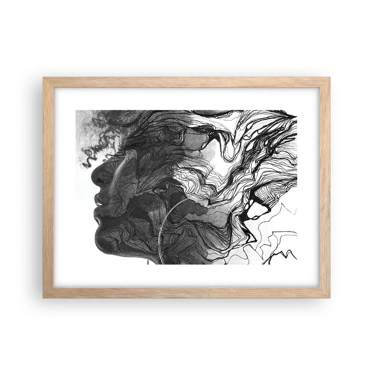 Affiche dans un chêne clair - Poster - Emmêlé dans les rêves - 40x30 cm