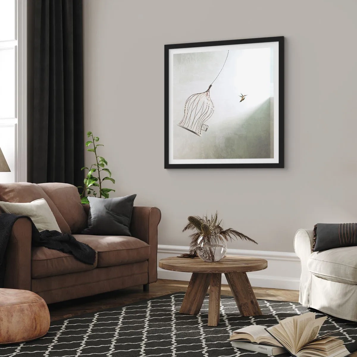 Affiche dans un cadre noir - Poster - Dans son élément - 50x50 cm