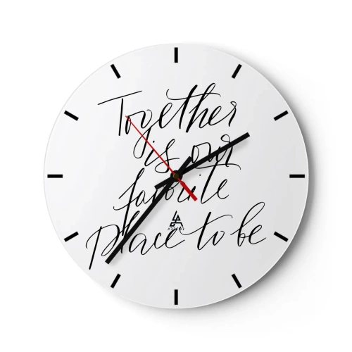 Horloge murale - Pendule murale - La citation « Ensemble, c'est notre endroit préféré où être » sur un fond d'horloge blanche - 30x30cm - Vous aussi vous le sentez? - Décoration murale moderne pour le salon, la cuisine et la chambre ARTTOR
