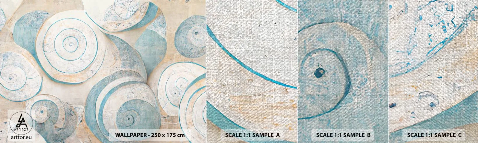 Échantillon de Papier Peint Premium Canvas - Que cache la coque ? - Minimalisme, Coquilles, Brillant - 100x30 cm