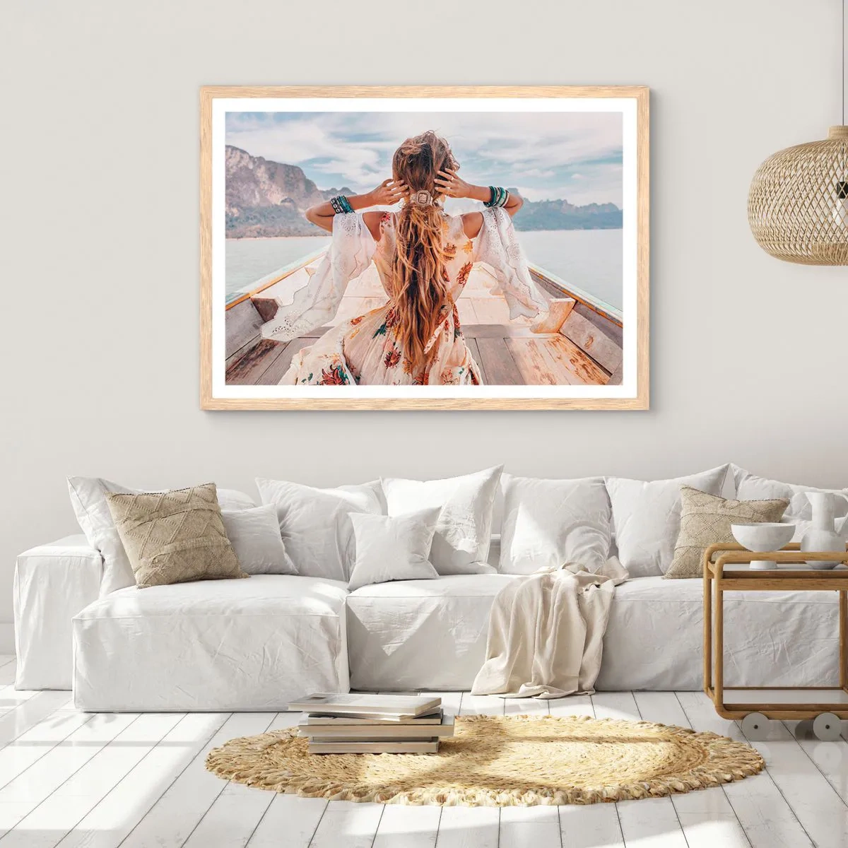 Affiche dans un chêne clair - Poster - En route vers le bonheur - 100x70 cm