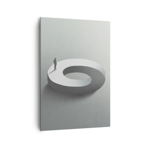 Impression sur toile - Image sur toile - Un homme sur une structure grise et abstraite - 70x100cm - Et sois intelligent ici - Décoration murale moderne pour le salon et la chambre ARTTOR