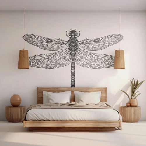 Papier Peint Photo Premium Canvas - Précision de la nature - Libellule, Insecte, Minimaliste - 350x256 cm
