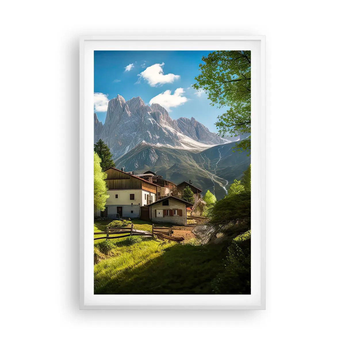 Affiche dans un cadre blanc - Poster - Idylle alpine - 61x91 cm