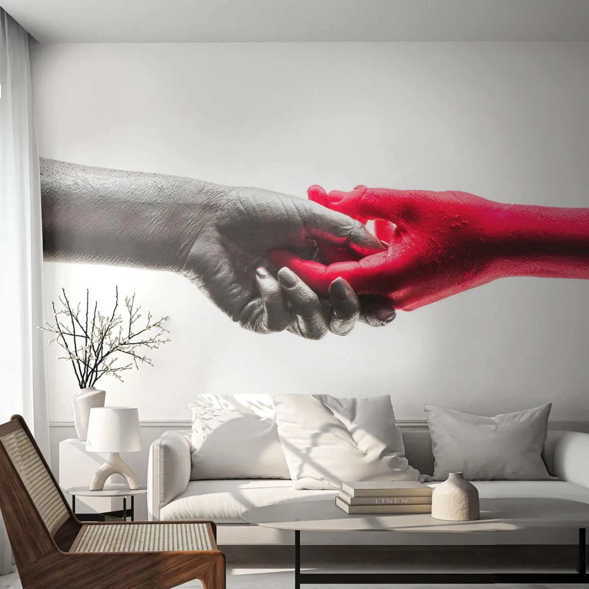 Papier Peint Photo Premium Sand - Ensemble, bien que différents - Mains humaines, Main, Abstraction - 250x175 cm