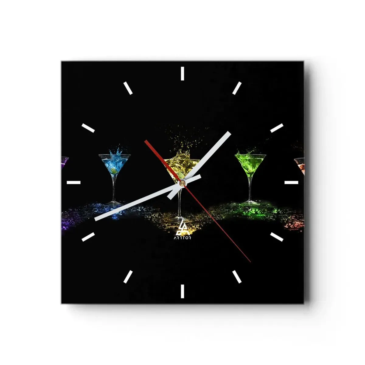 Horloge murale - Pendule murale - Couleurs de joie en verre de cristal - 40x40 cm