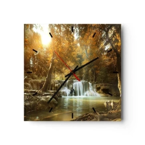 Horloge murale - Pendule murale - Paysage d'automne avec une cascade - 30x30cm - Cascade du parc - Décoration murale moderne pour le salon et la chambre ARTTOR