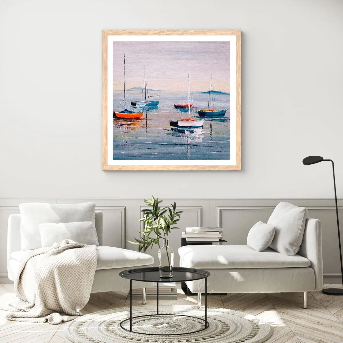 Affiche dans un chêne clair - Poster - Un repos bien mérité - 40x40 cm