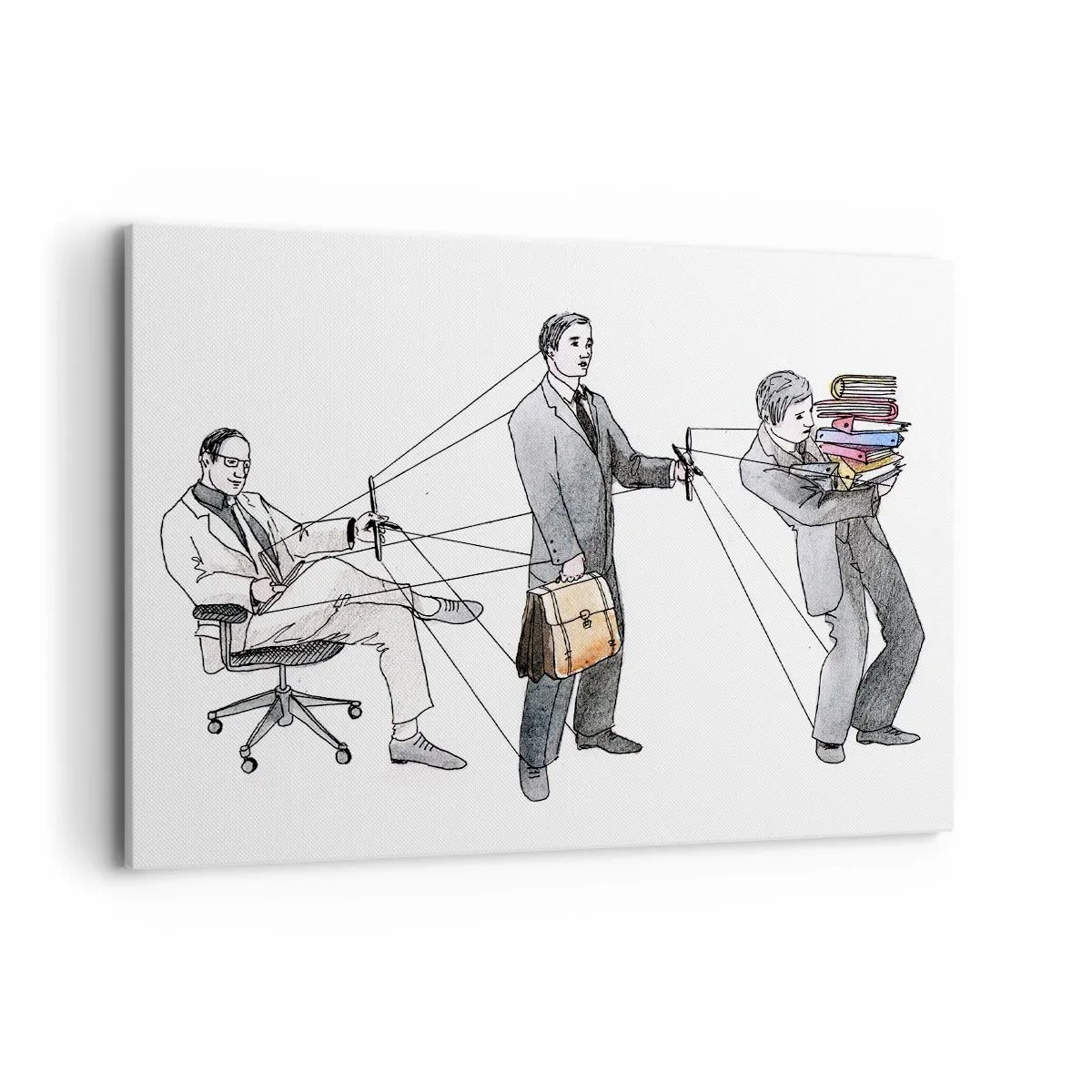 Impression sur toile - Image sur toile - Une illustration montrant des personnes contrôlées comme des marionnettes. - 100x70cm - Chacun a son maître - Décoration murale moderne pour le salon et la chambre ARTTOR