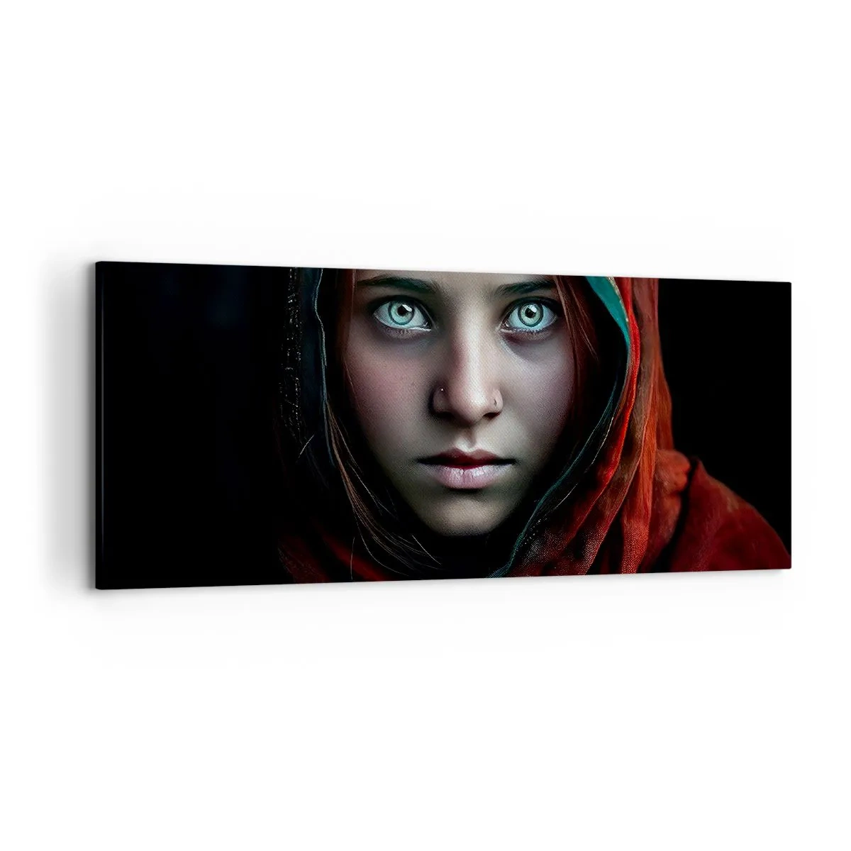 Impression sur toile - Image sur toile - Portrait d'une femme au regard intense aux couleurs chaudes - 120x50cm - Princesse orientale - Décoration murale moderne pour le salon et la chambre ARTTOR