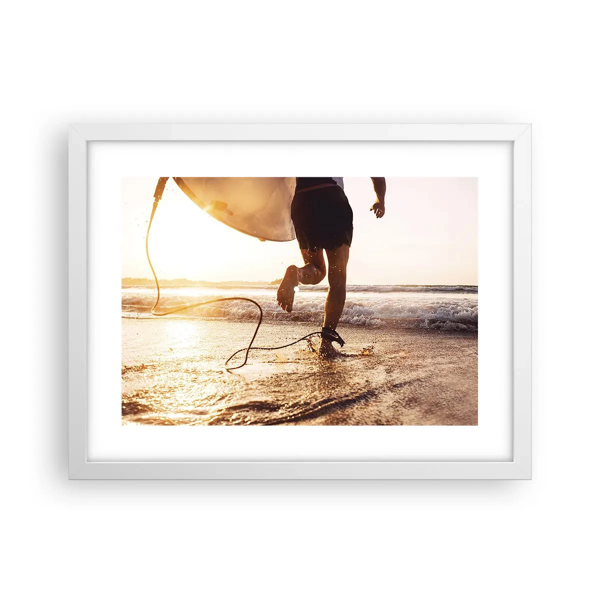 Affiche dans un cadre blanc - Poster - A la rencontre des vagues - 40x30 cm