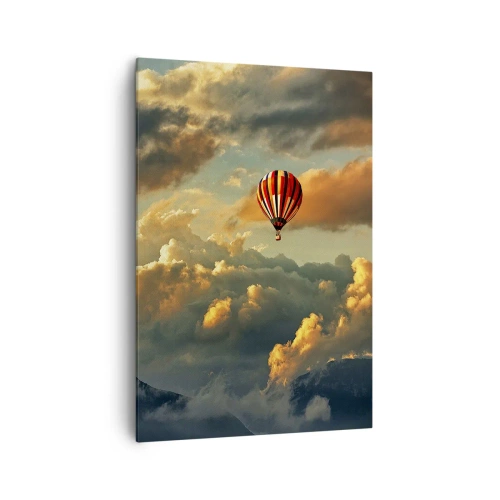 Impression sur toile - Image sur toile - Un ballon sur fond de nuages dramatiques - 70x100cm - Je vole parce que je veux - Décoration murale moderne pour le salon et la chambre ARTTOR
