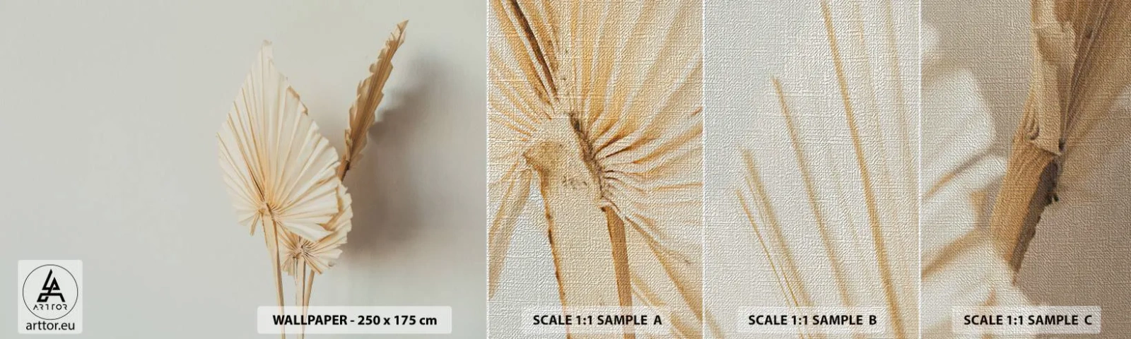 Échantillon de Papier Peint Premium Canvas - Quand tu dois t’apaiser - Brillant, Minimalisme, Feuille - 100x30 cm