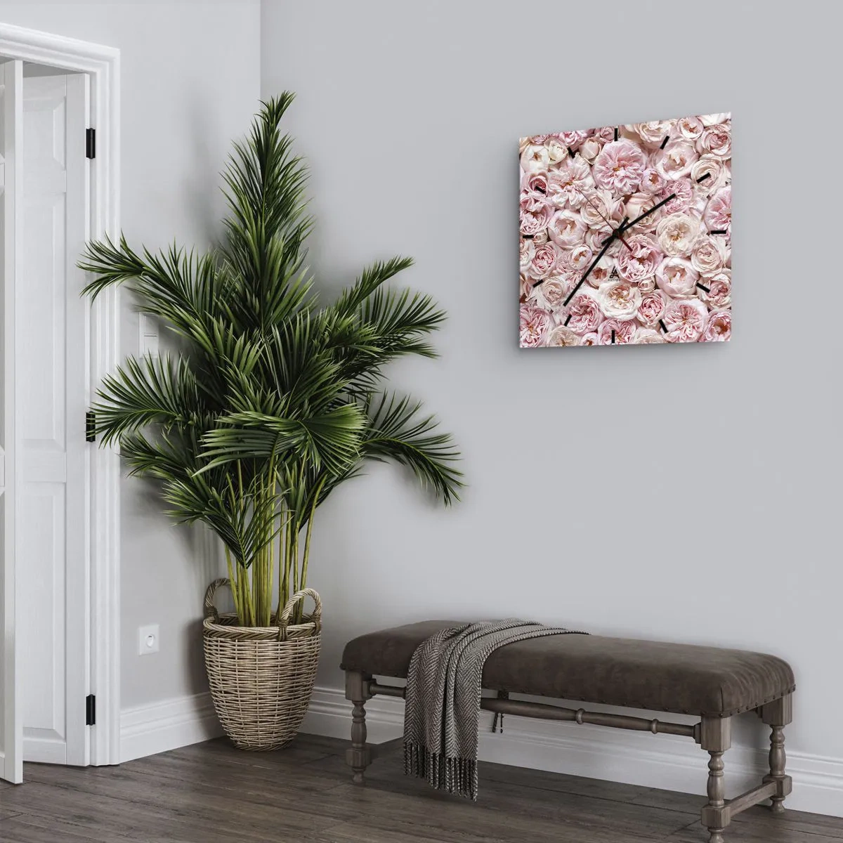 Horloge murale - Pendule murale - Un lit de roses - 30x30 cm