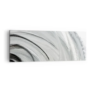 Impression sur toile - Image sur toile - Un tourbillon monochrome dans des tons de gris et de noir - 140x50cm - Composition orbitale - Décoration murale moderne pour le salon et la chambre ARTTOR