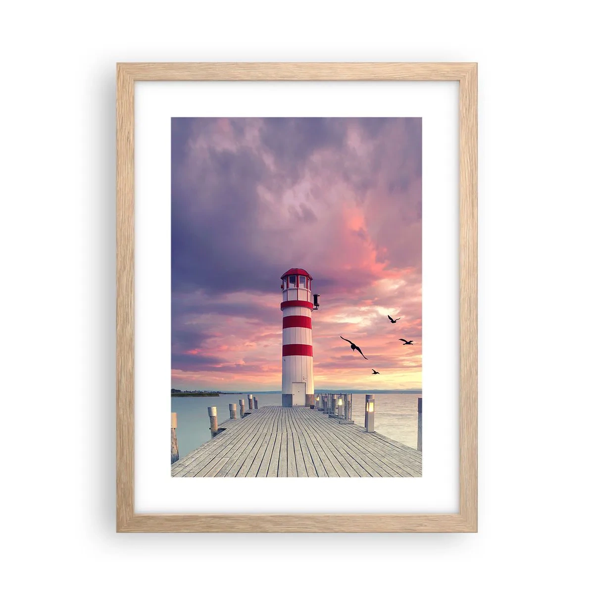 Affiche dans un chêne clair - Poster - C'est l'heure d'aller au port - 30x40 cm