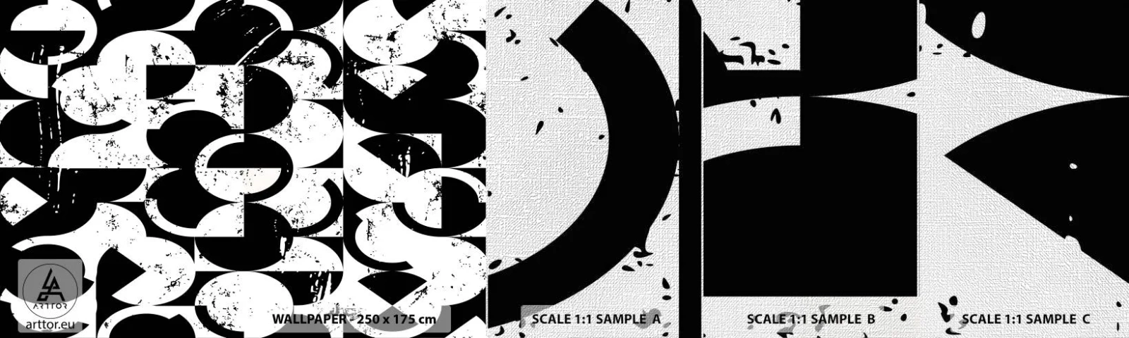 Échantillon de Papier Peint Premium Canvas - Le blanc est blanc et le noir est noir - Abstraction, Morceau, Graphique - 100x30 cm